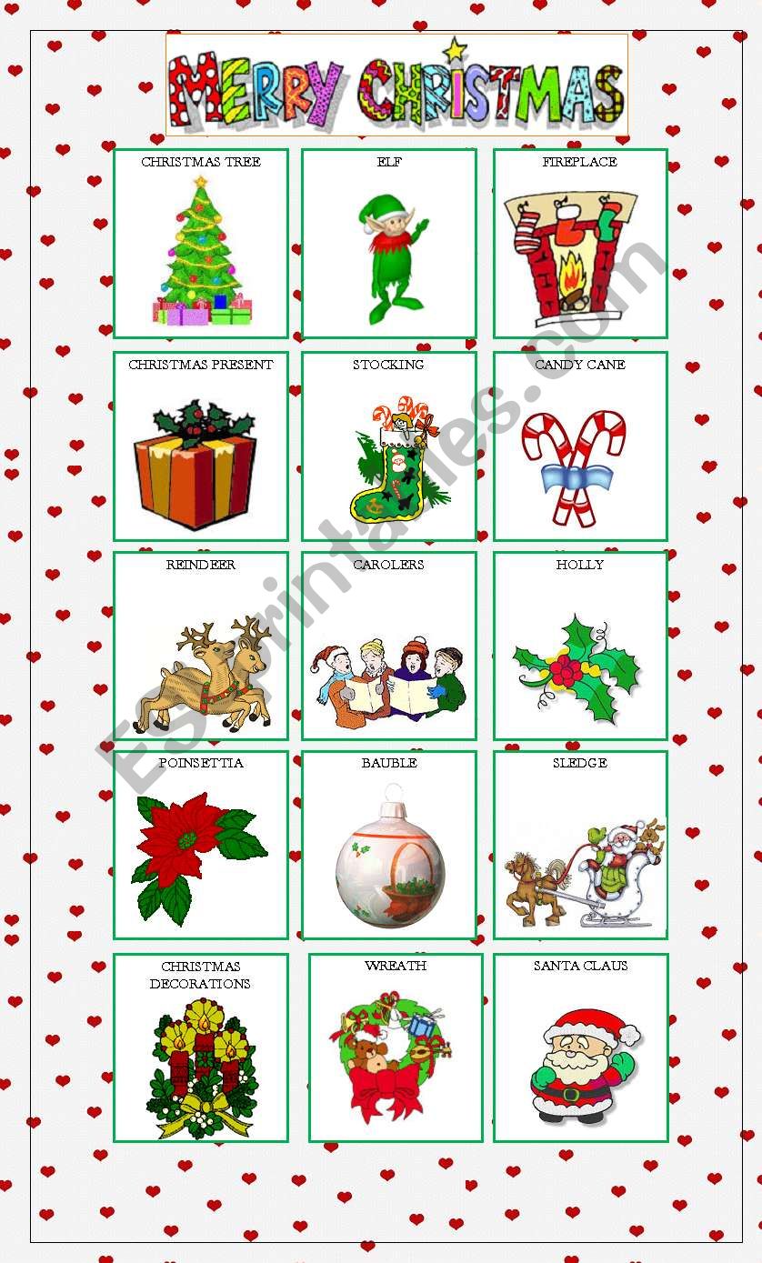 Merry Christmas pictionary worksheet