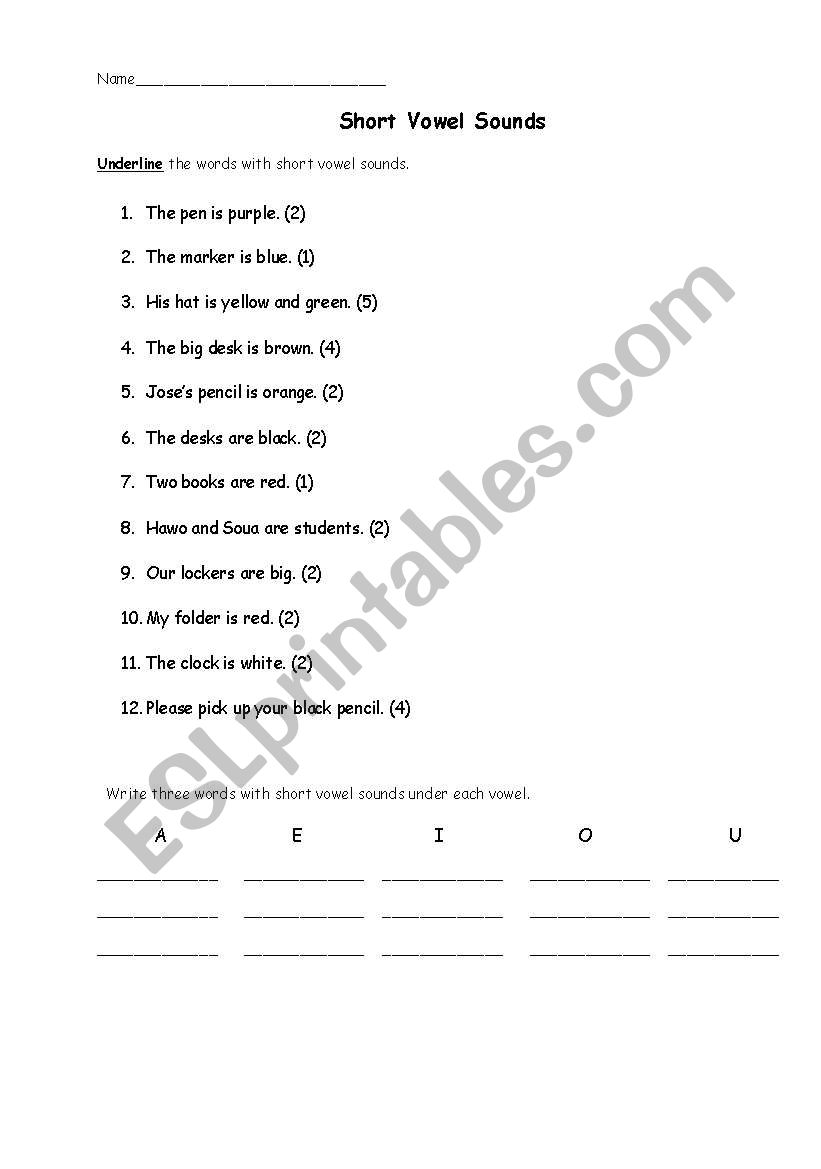  Short vowel practice worksheet
