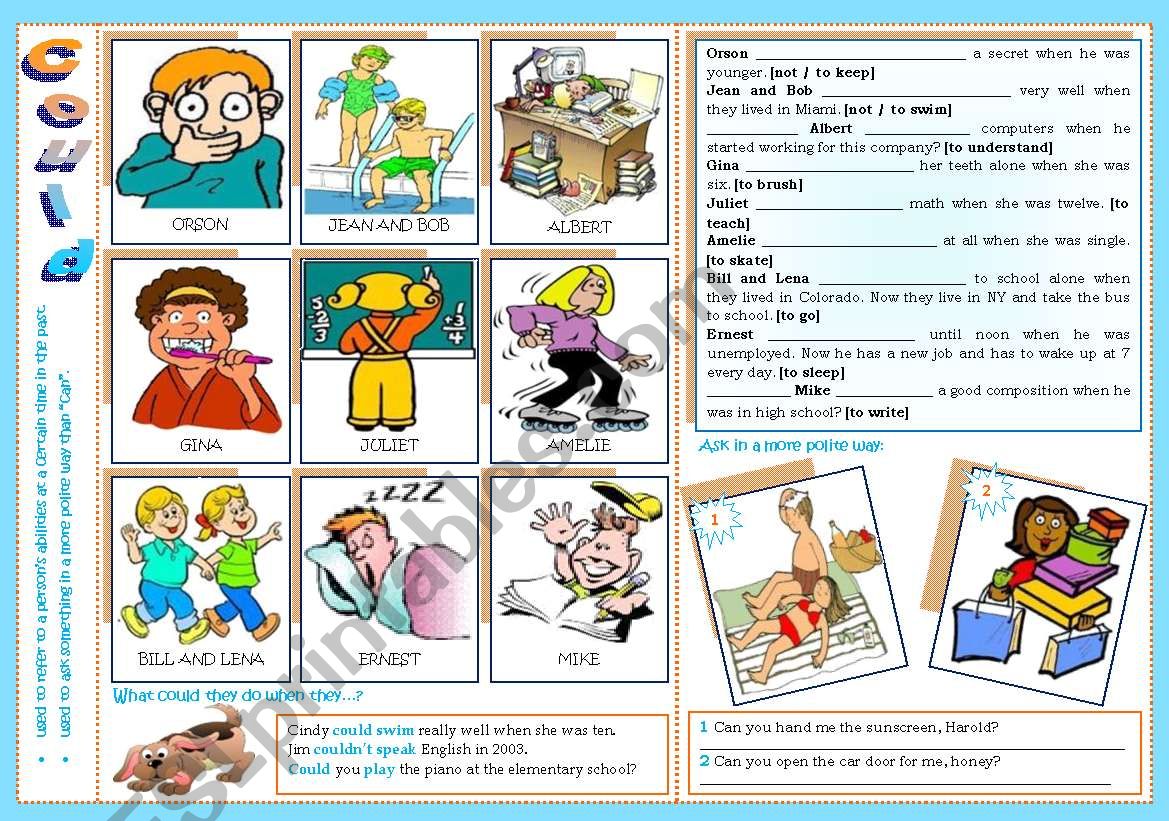 Could Use And Exercises Fully Editable Esl Worksheet By Zailda