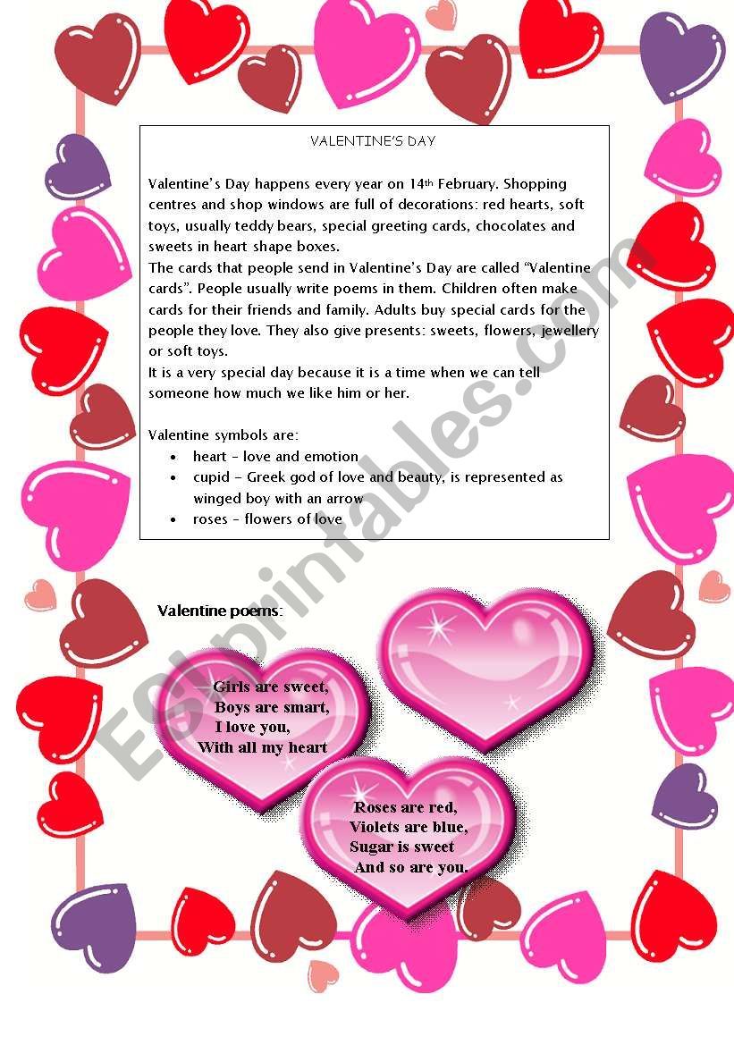 St  Valentines Day worksheet