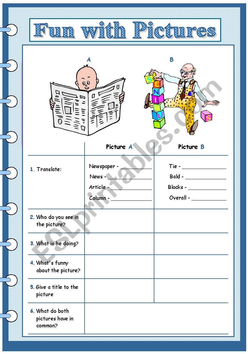 fun with pictures1 worksheet