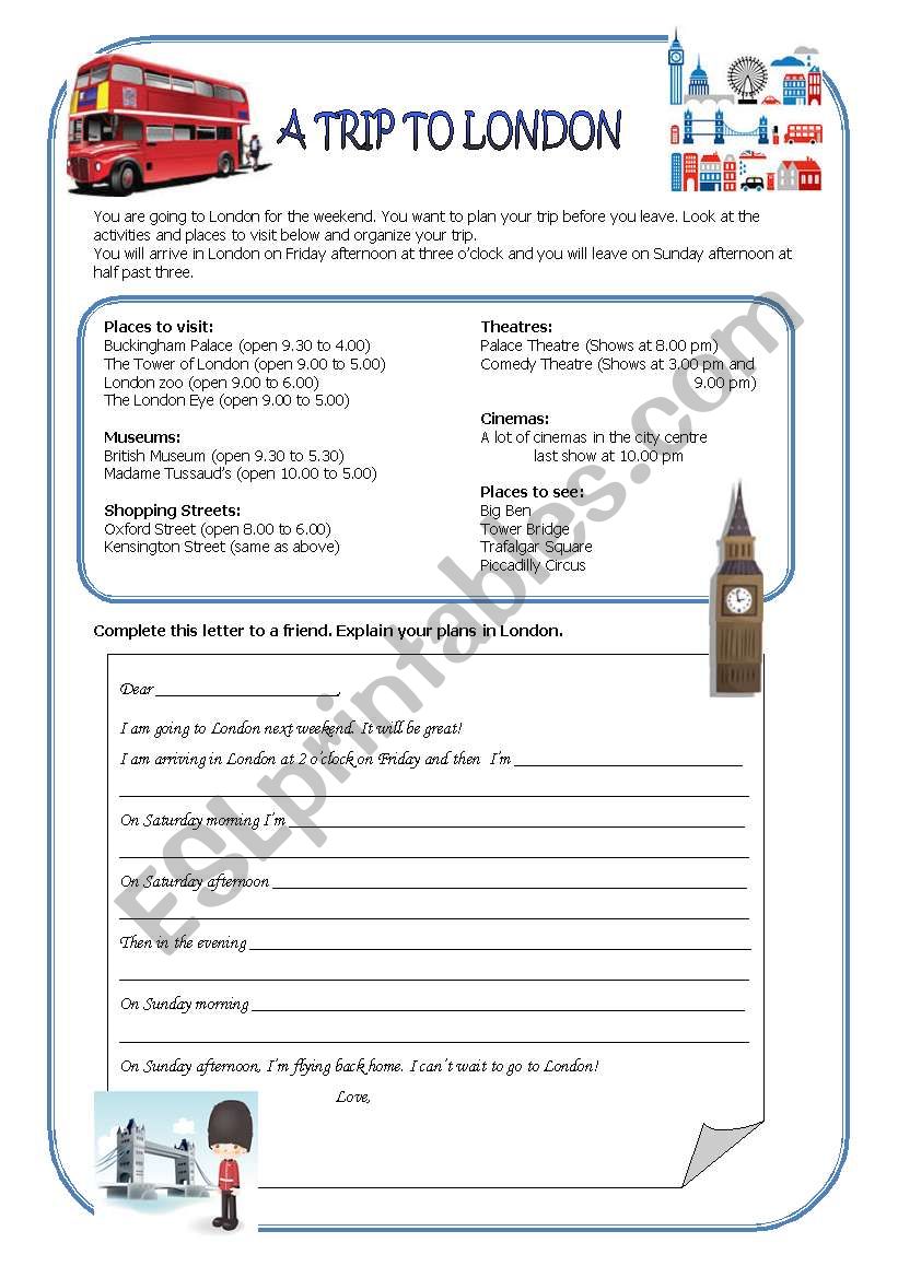 A trip to London worksheet