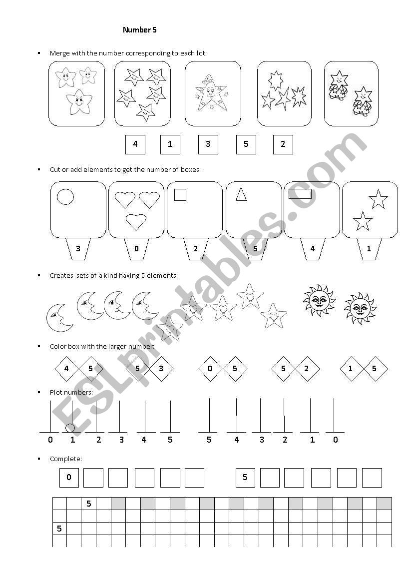Number 5 worksheet