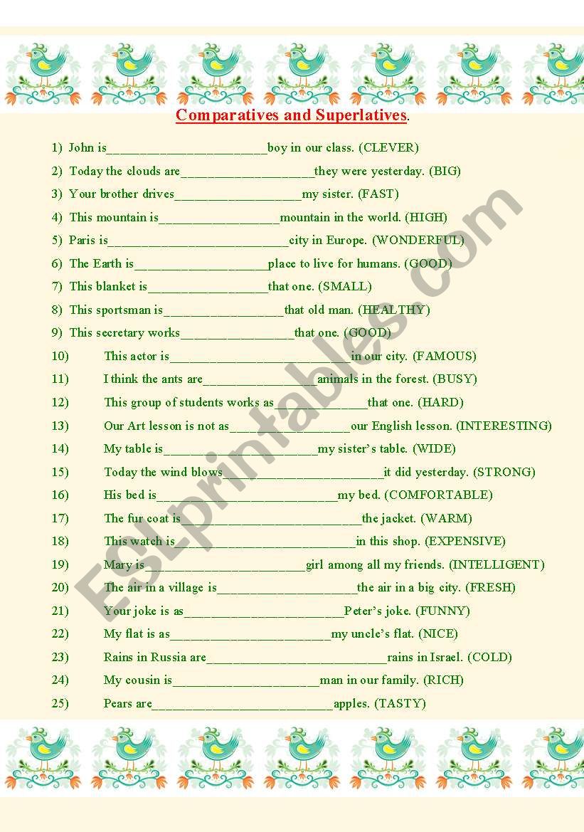 Comparative and Superlatives Forms of Adjectives