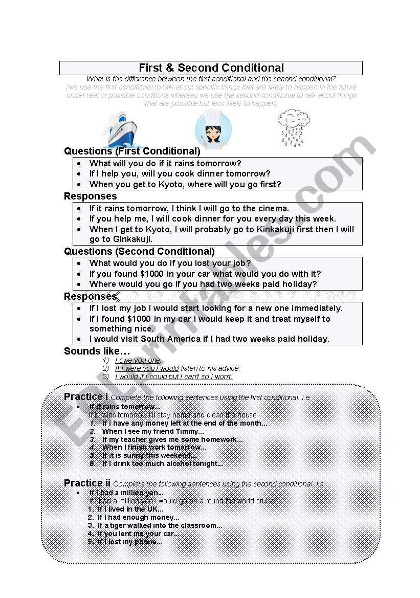 First & Second Conditional worksheet
