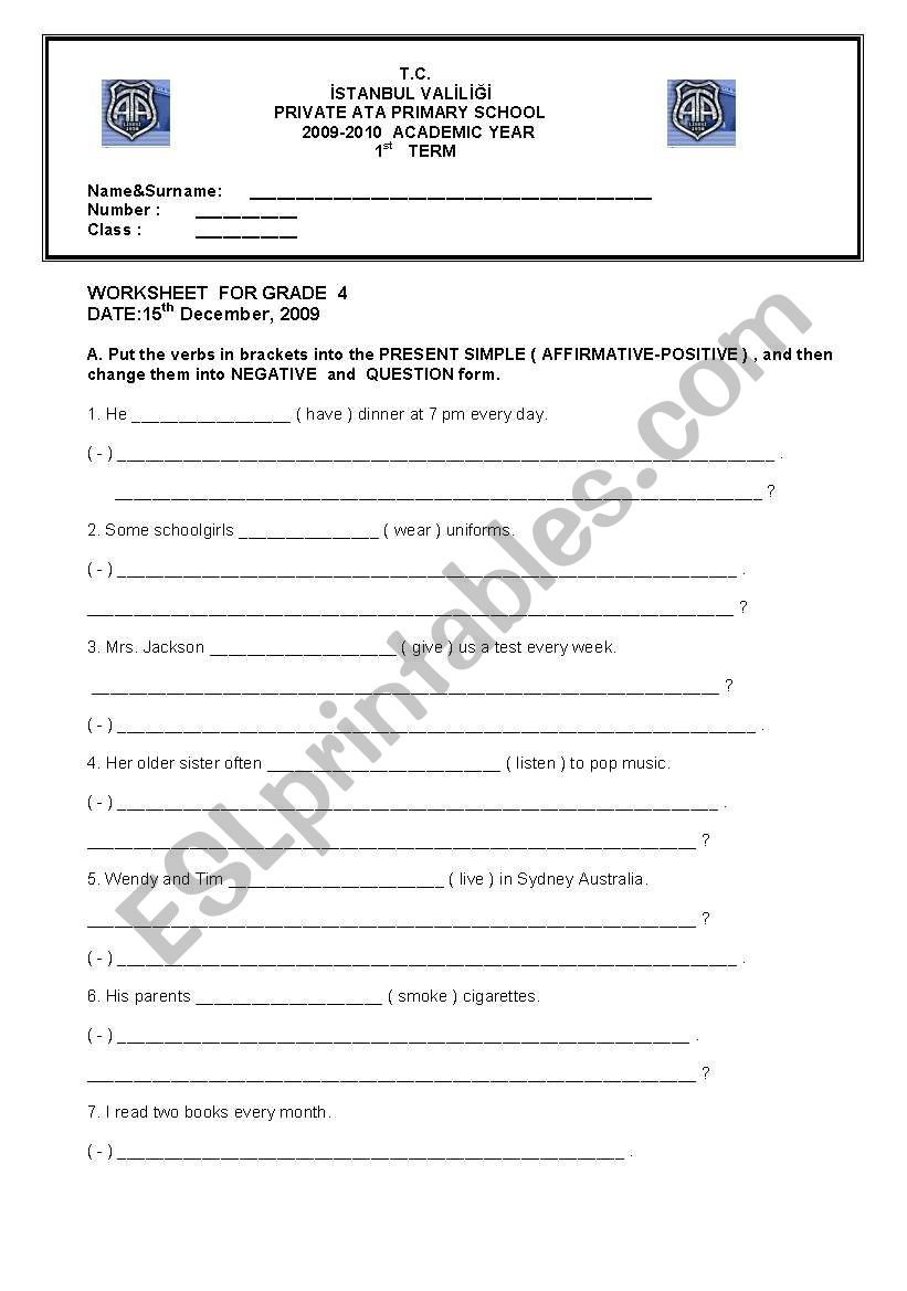 Its a revision worksheet . present simple, verb to be and vocabulary