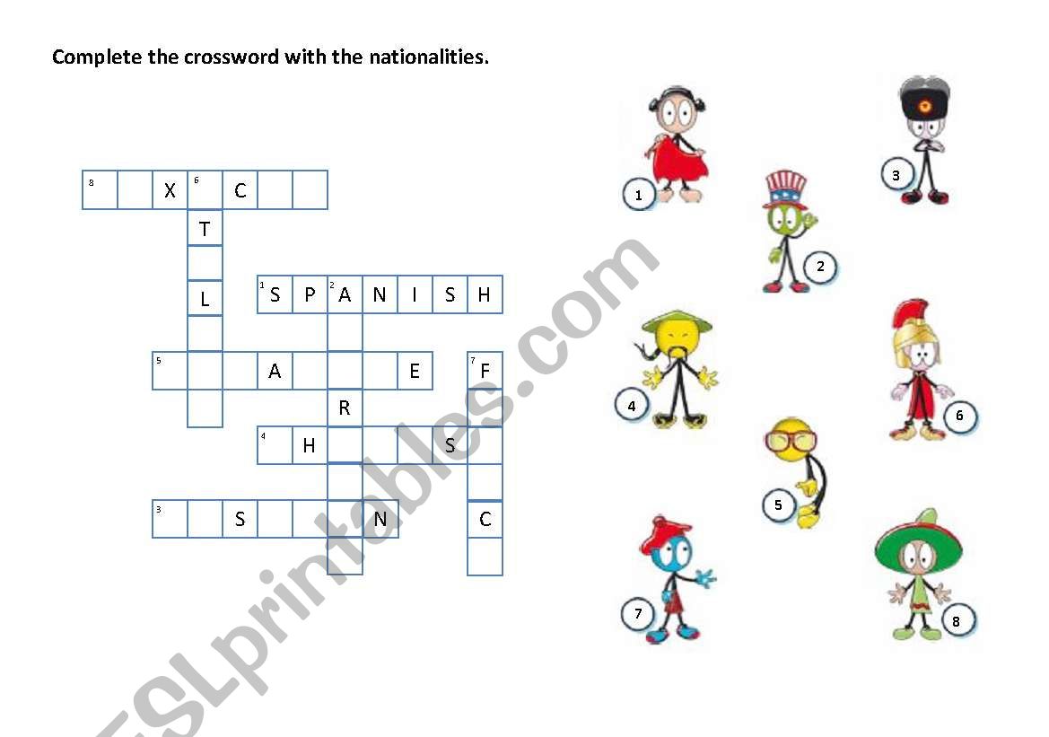NATIONALITIES worksheet