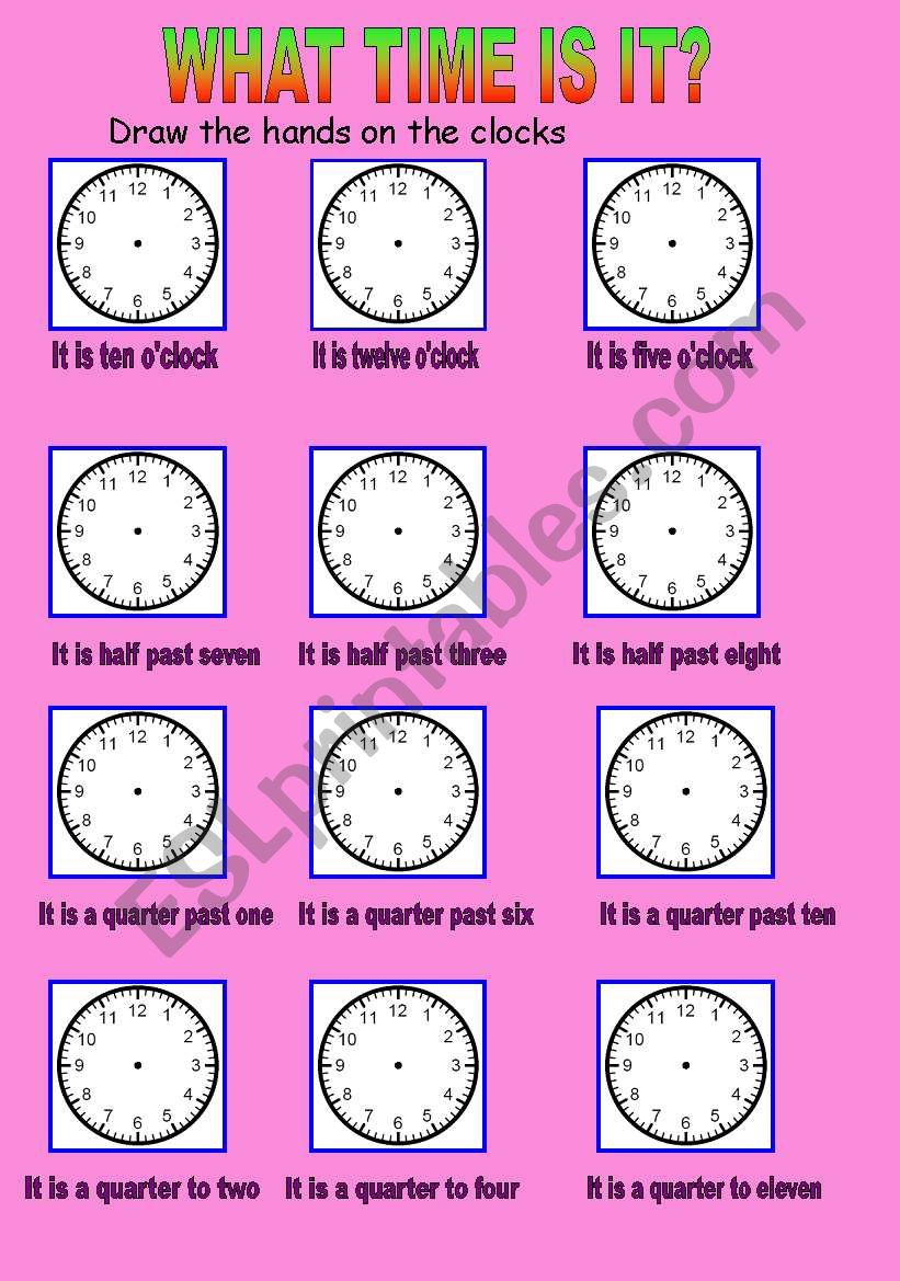 Telling the time worksheet