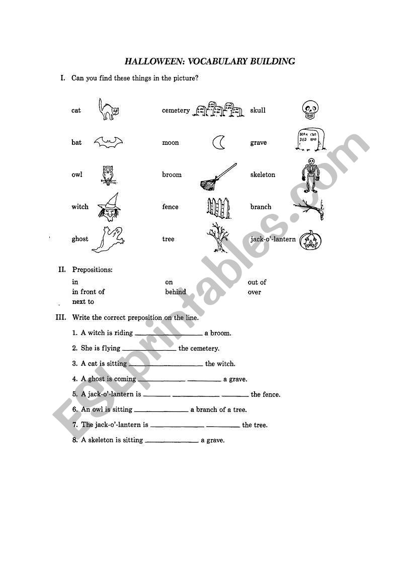 Halloween vocabulary worksheet