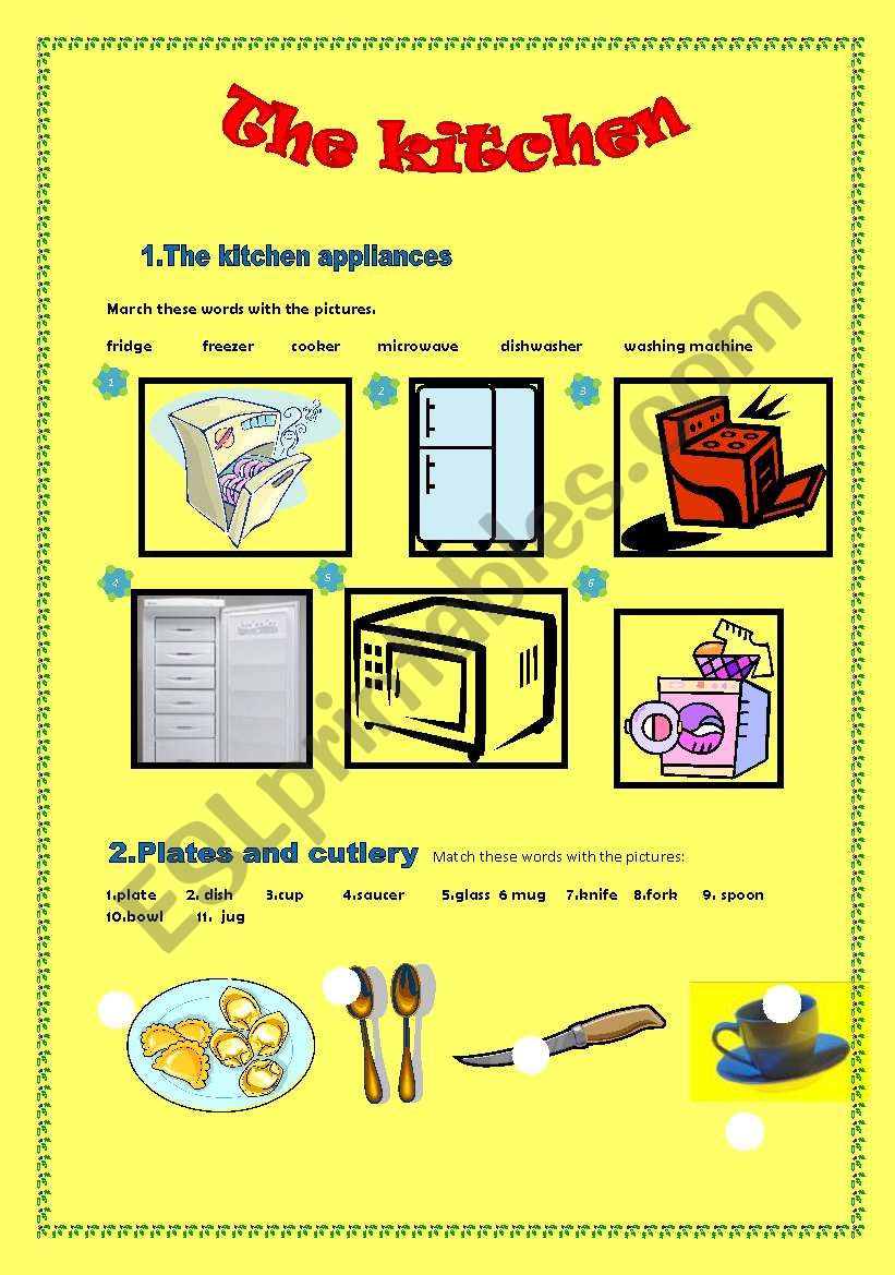 the kitchen worksheet