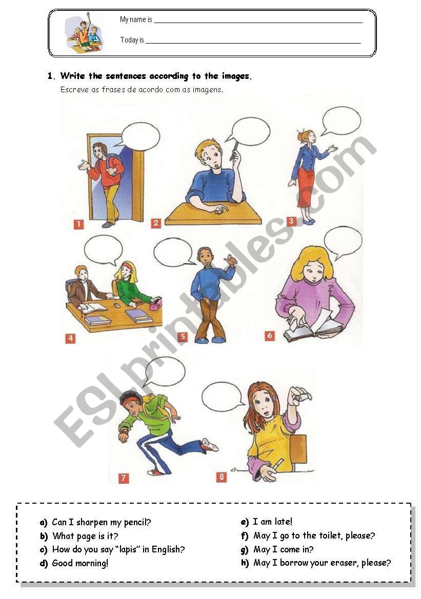 Classroom Language  worksheet