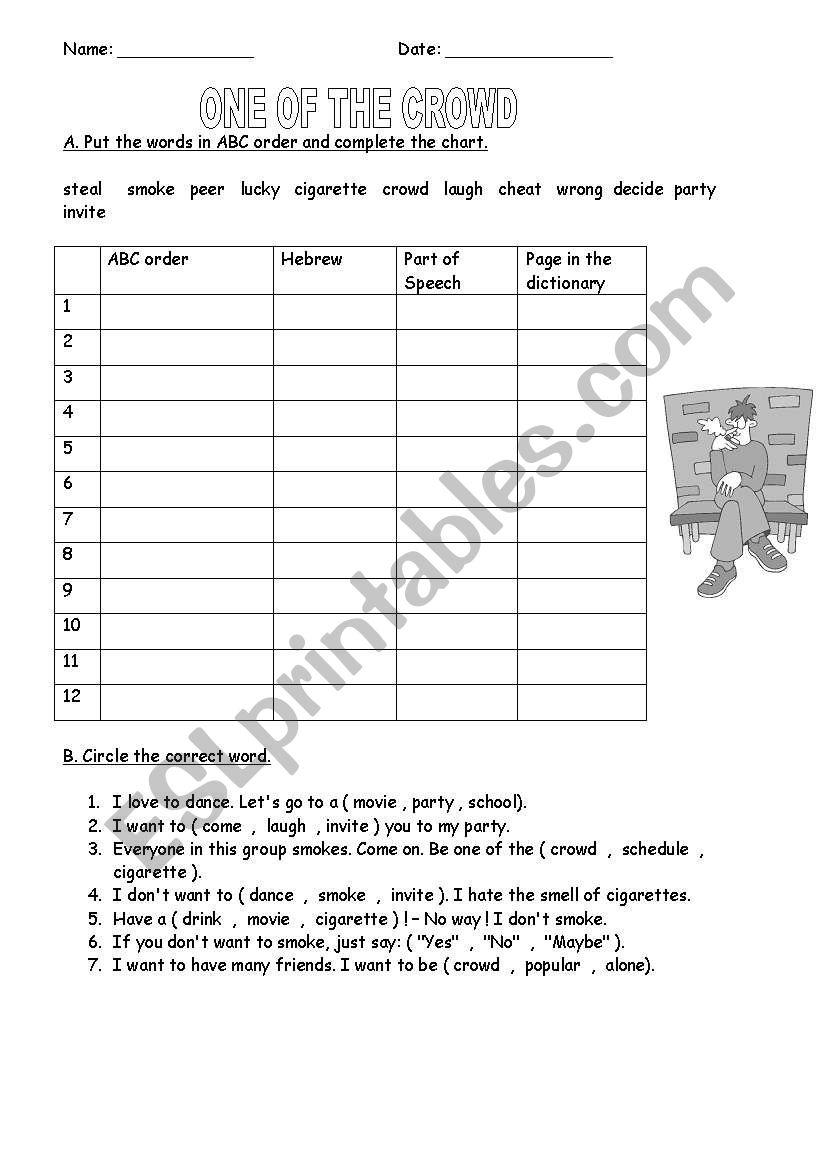 Peer Pressure worksheet