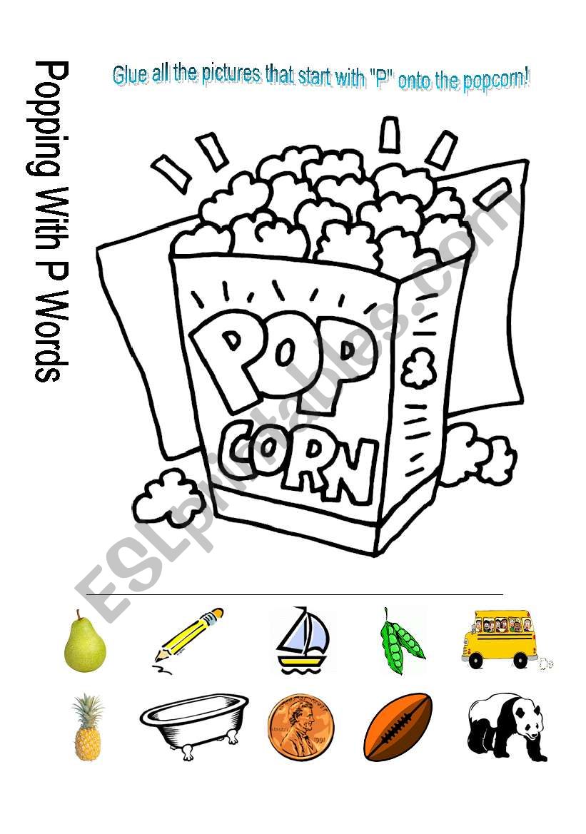 Popping with P Words worksheet