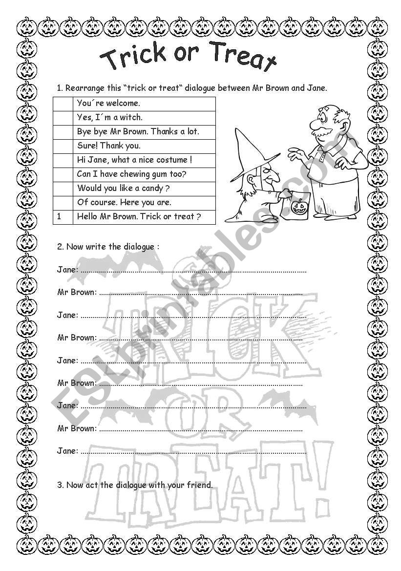 Trick or Treat Dialogue worksheet