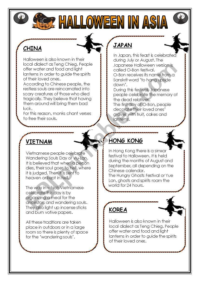 Halloween In Asia worksheet