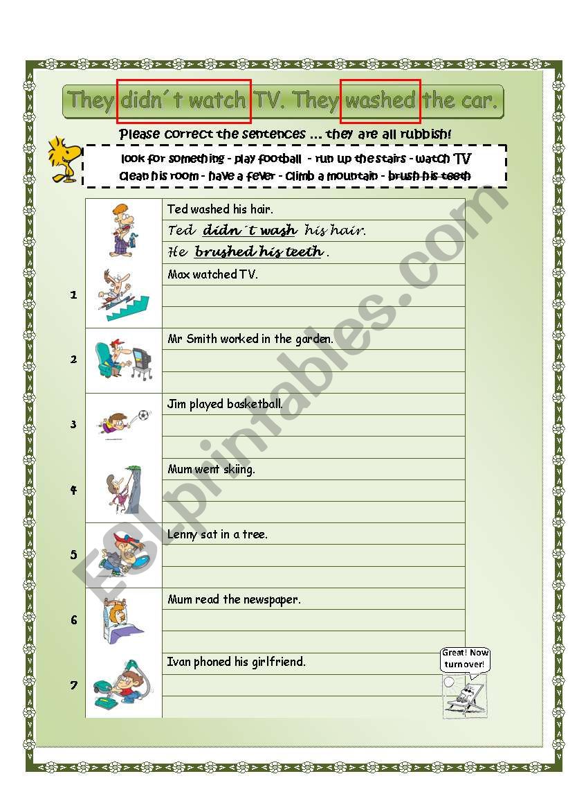 PAST NEGATION - correct the sentences!