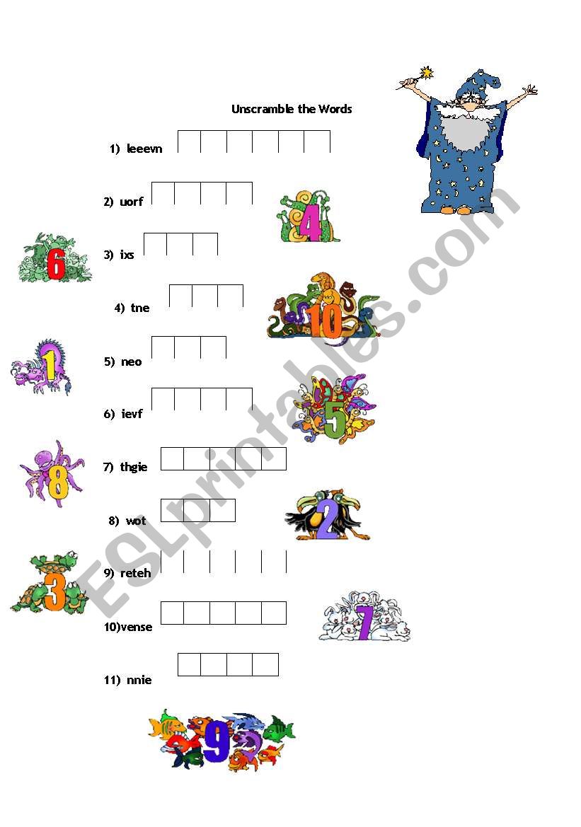 Unscramble the Numbers worksheet