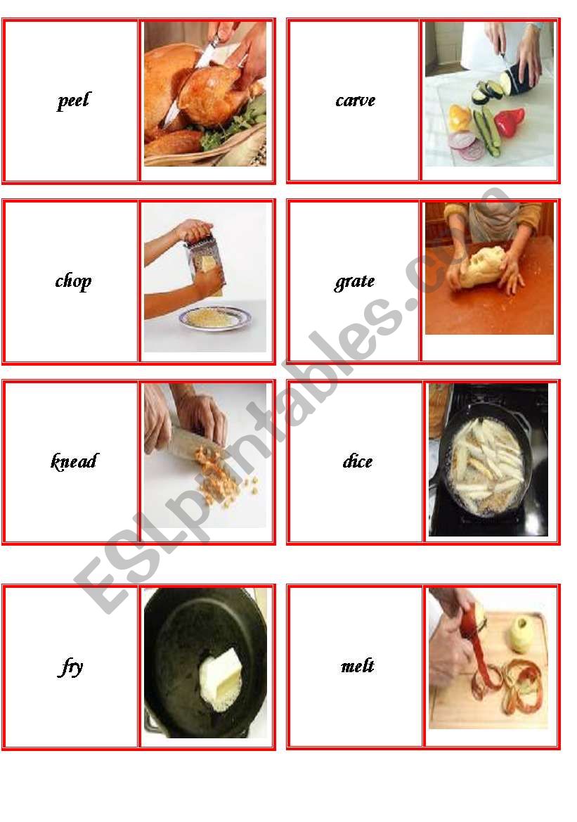 domino cooking verbs part 1 worksheet