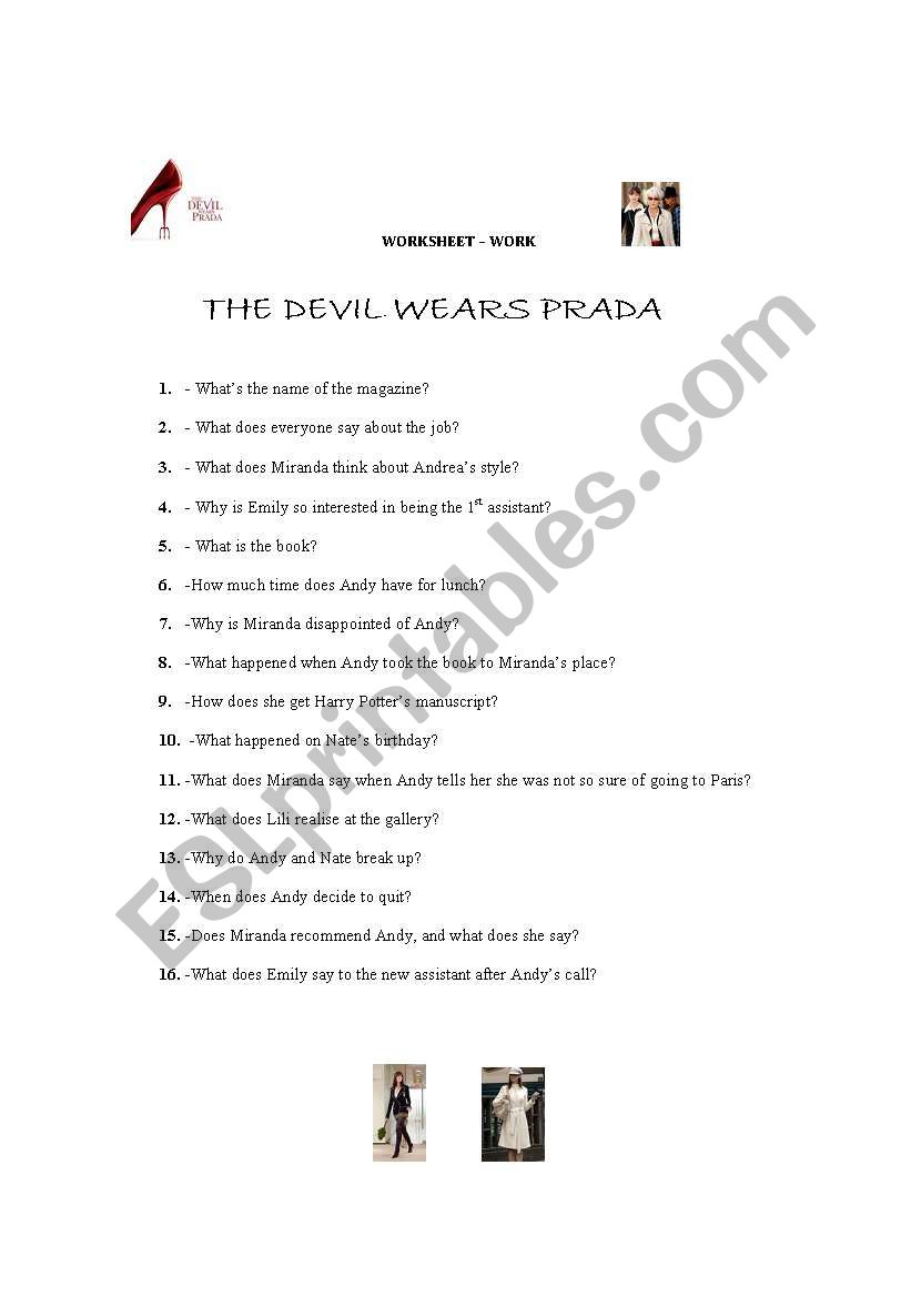 Devil wears Prada - worksheet worksheet