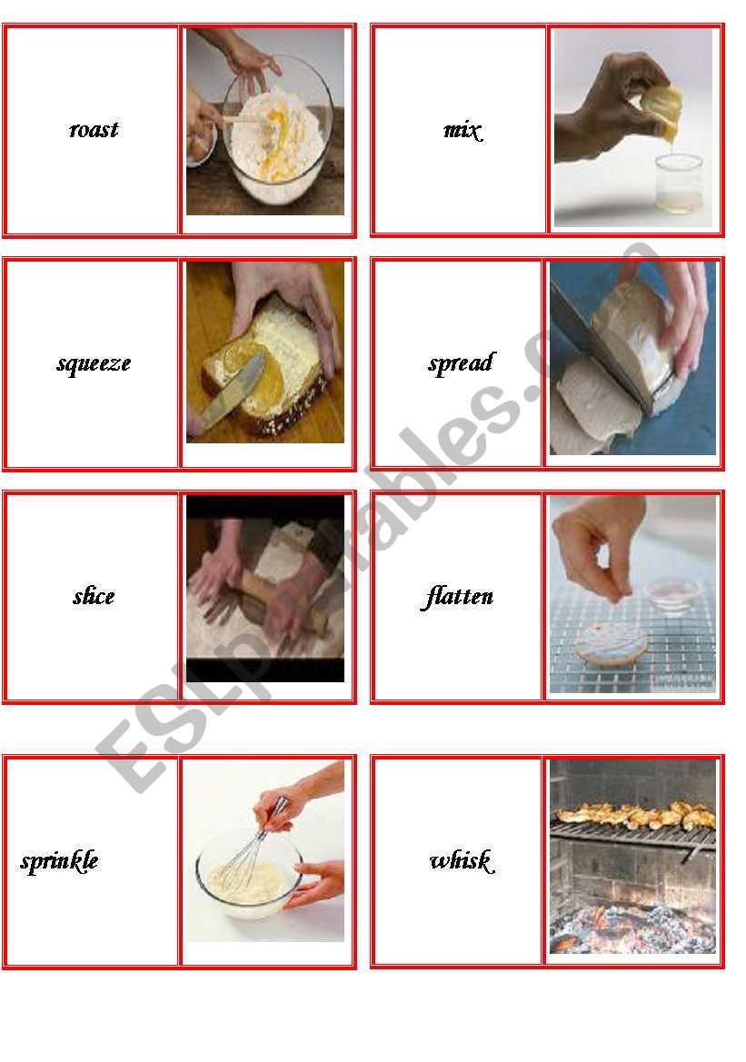 domino cooking verbs part 2 worksheet