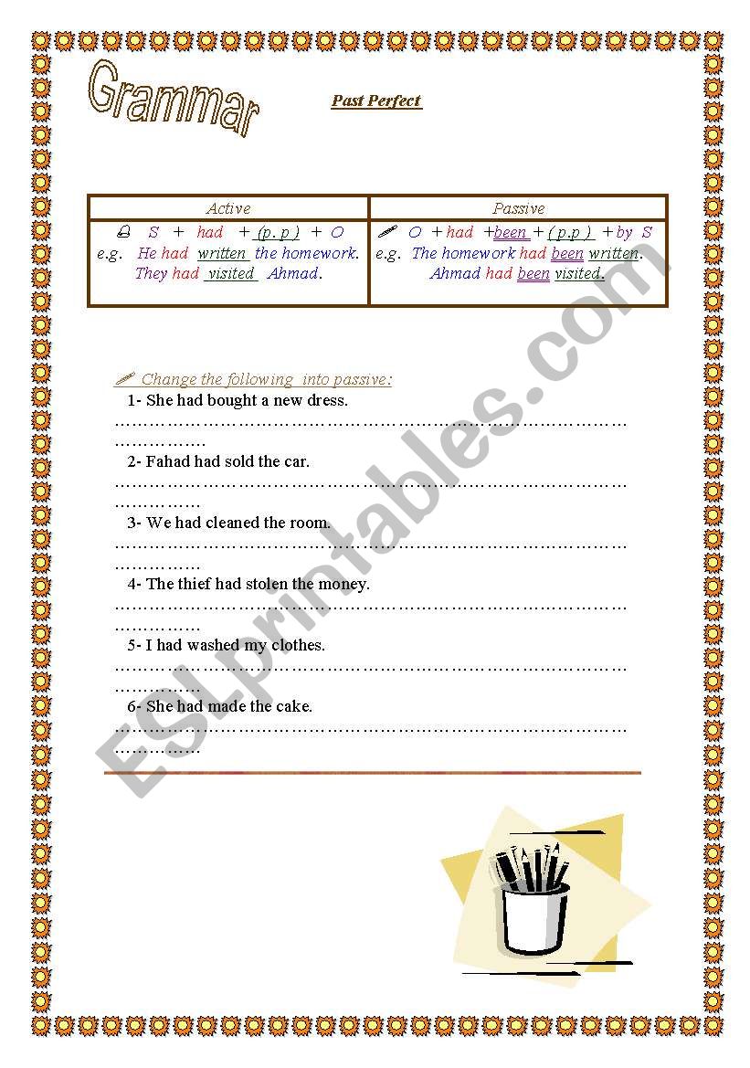 Past Perfect worksheet