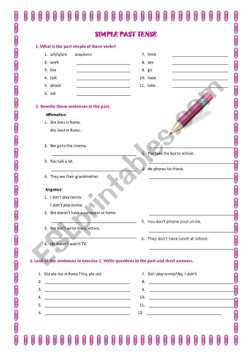 Simple Past Tense worksheet