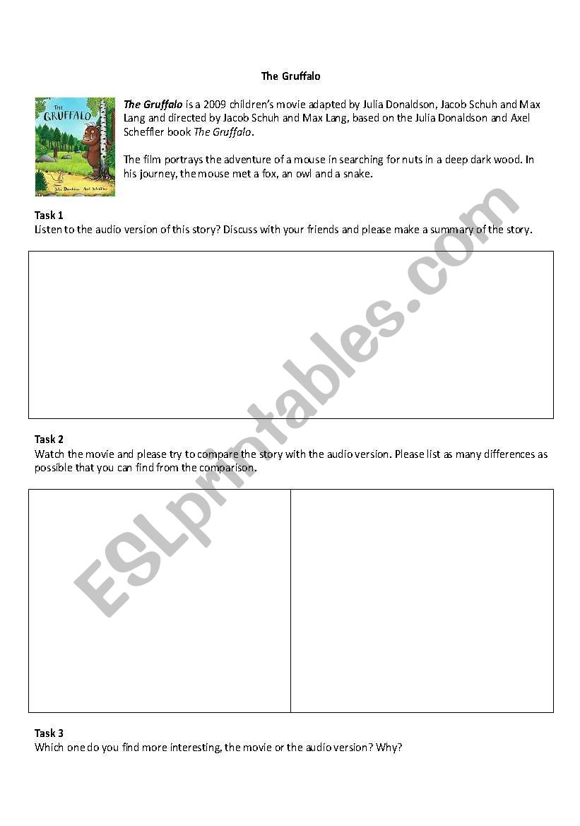 The Gruffalo worksheet