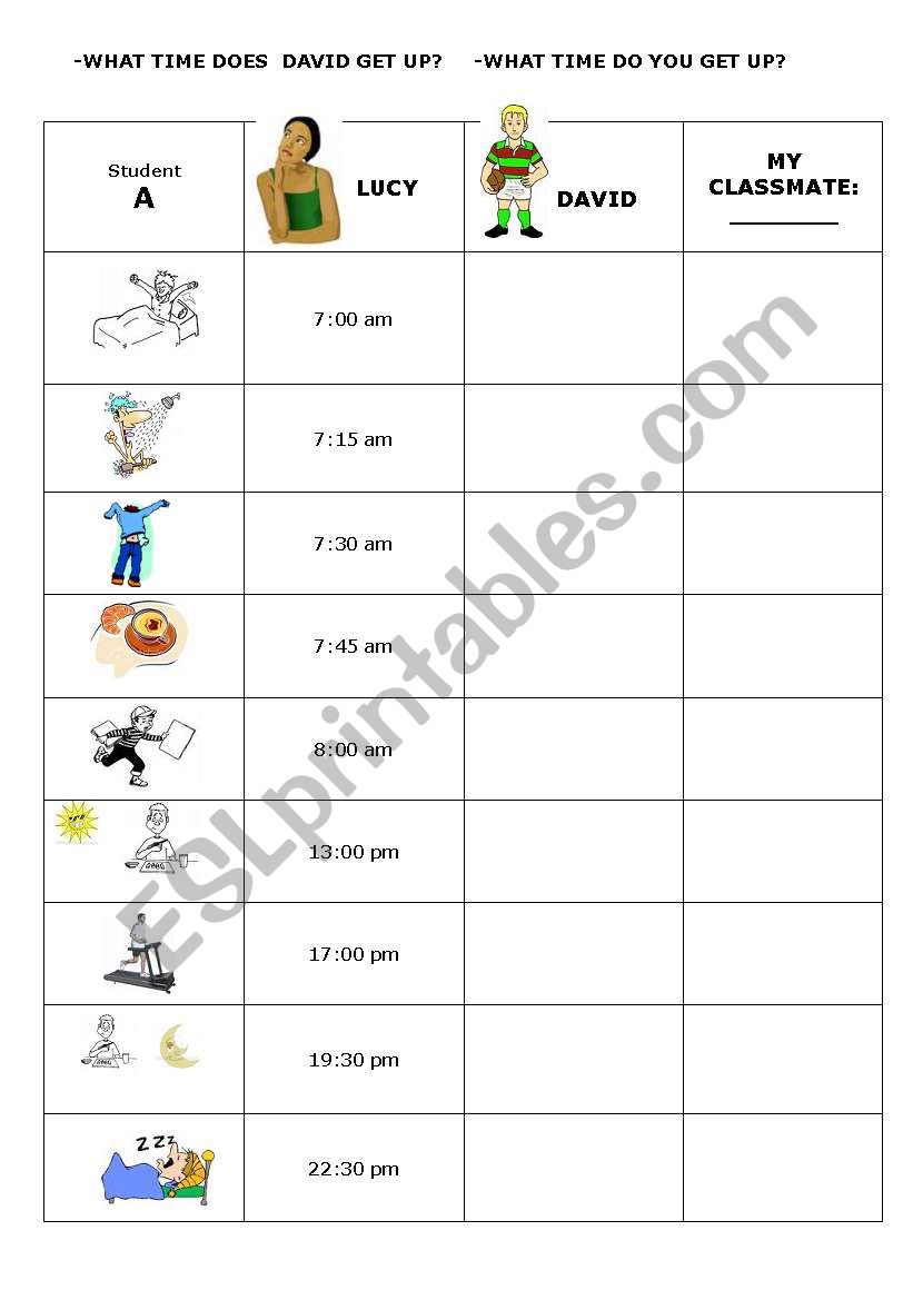 what time do you get up worksheet