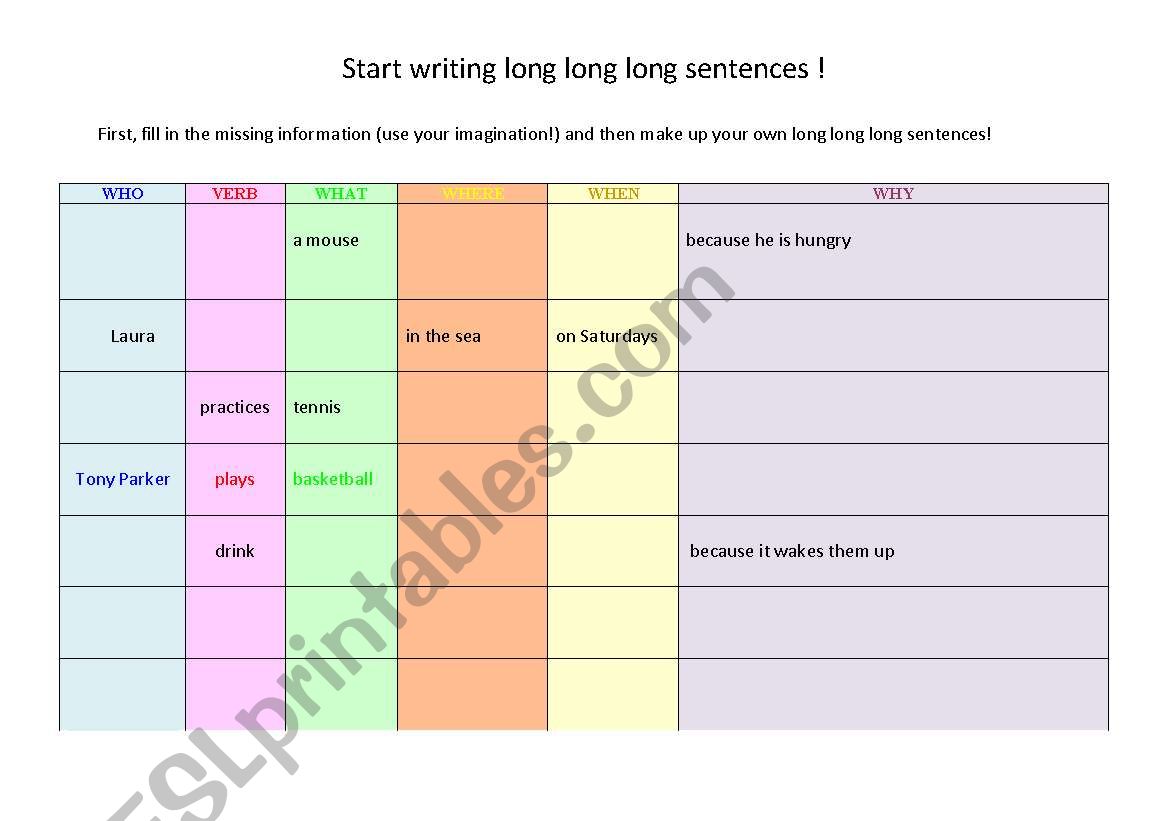 Start writing long long long sentences