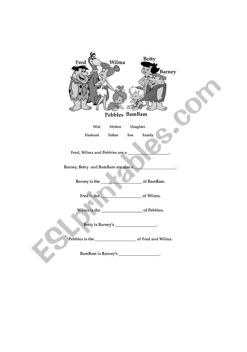 Flintstone Family Vocabulary worksheet
