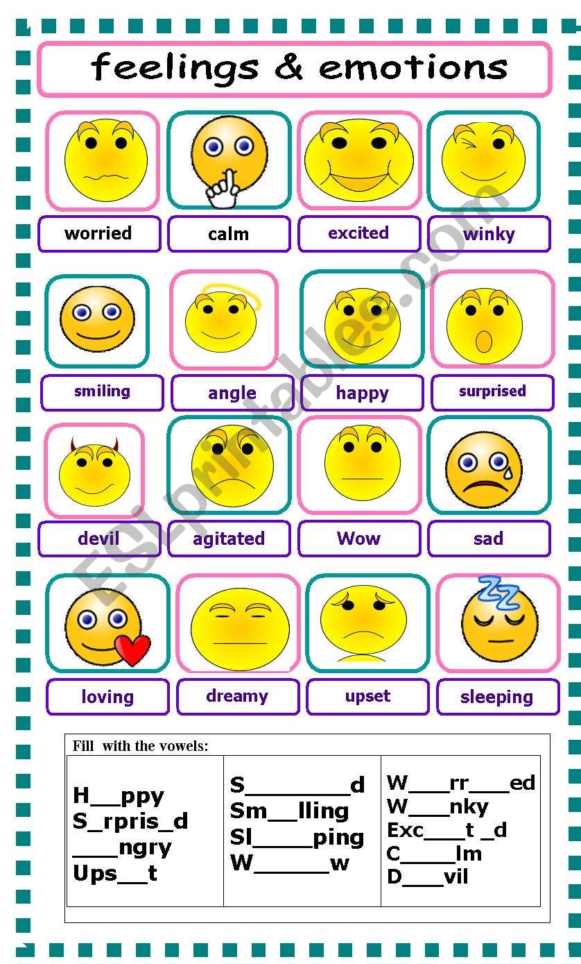 Feelings and Emotions worksheet