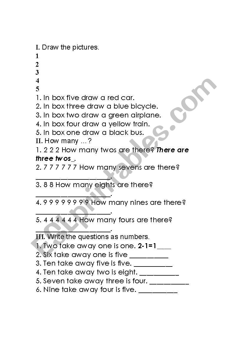 how much worksheet