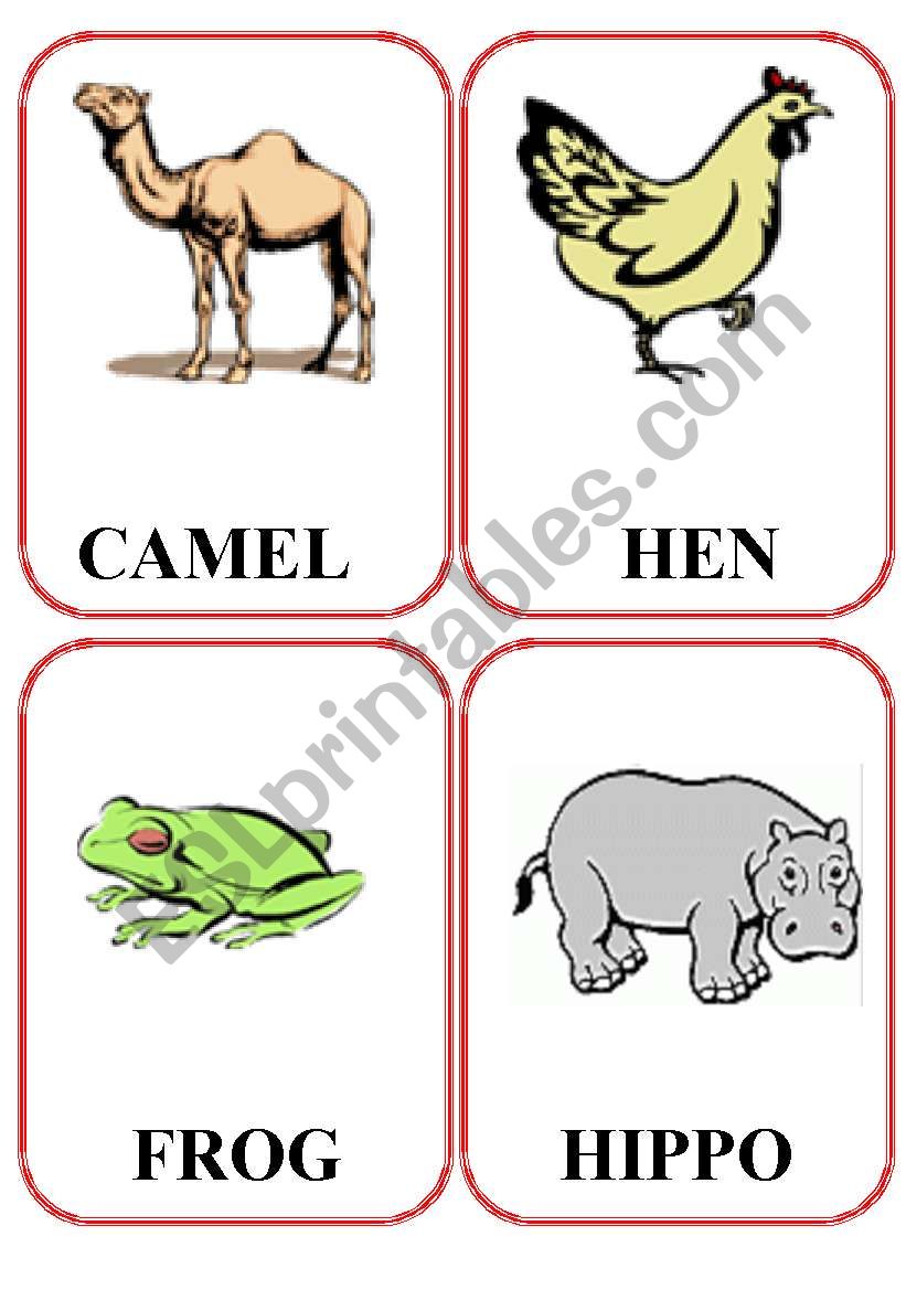 animals flashcards worksheet