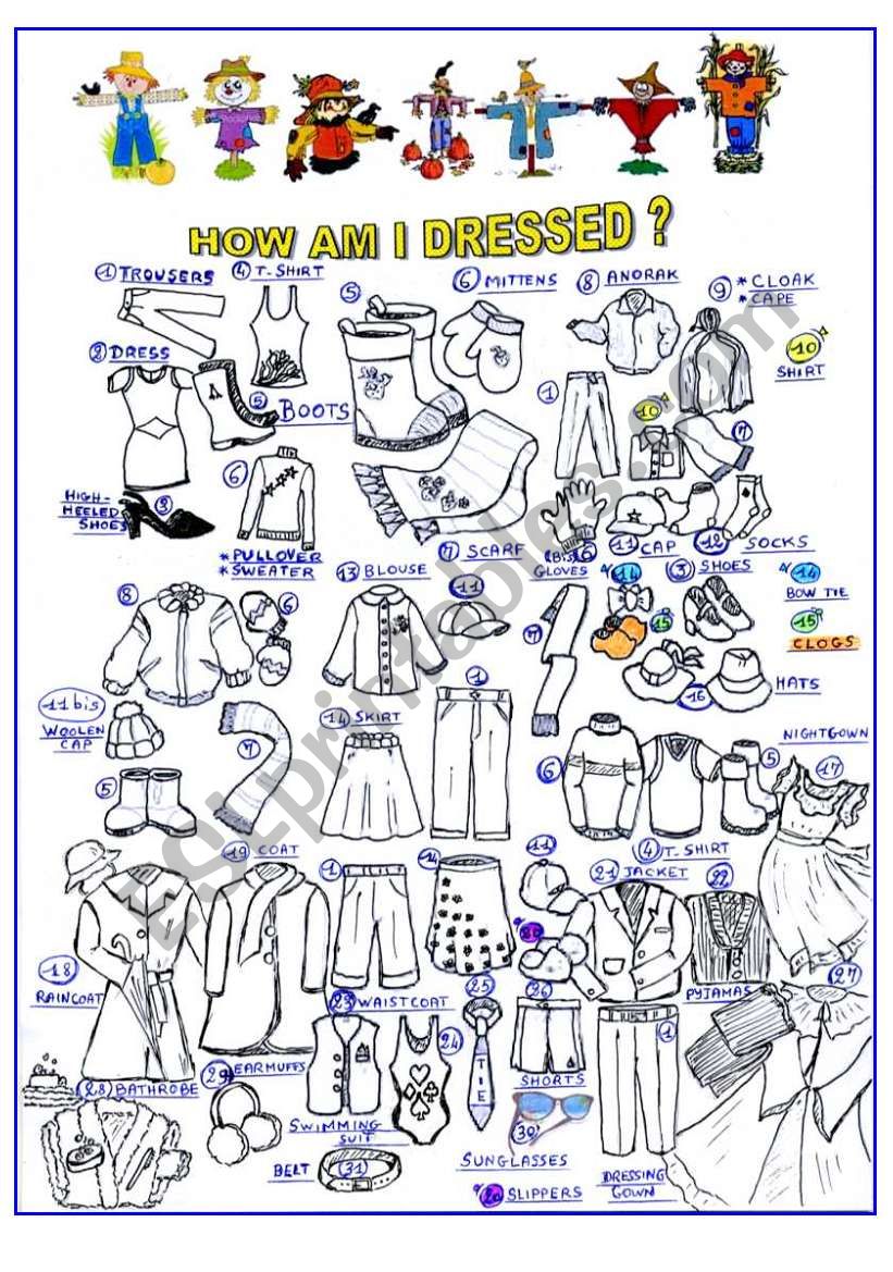 how am I dressed ? worksheet