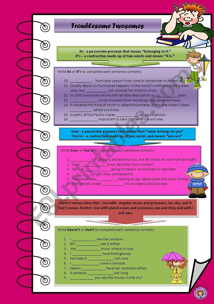 Troublesome Twosomes worksheet