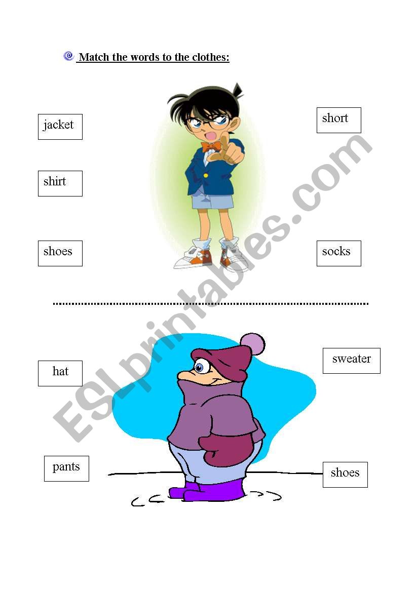 match the clothes worksheet