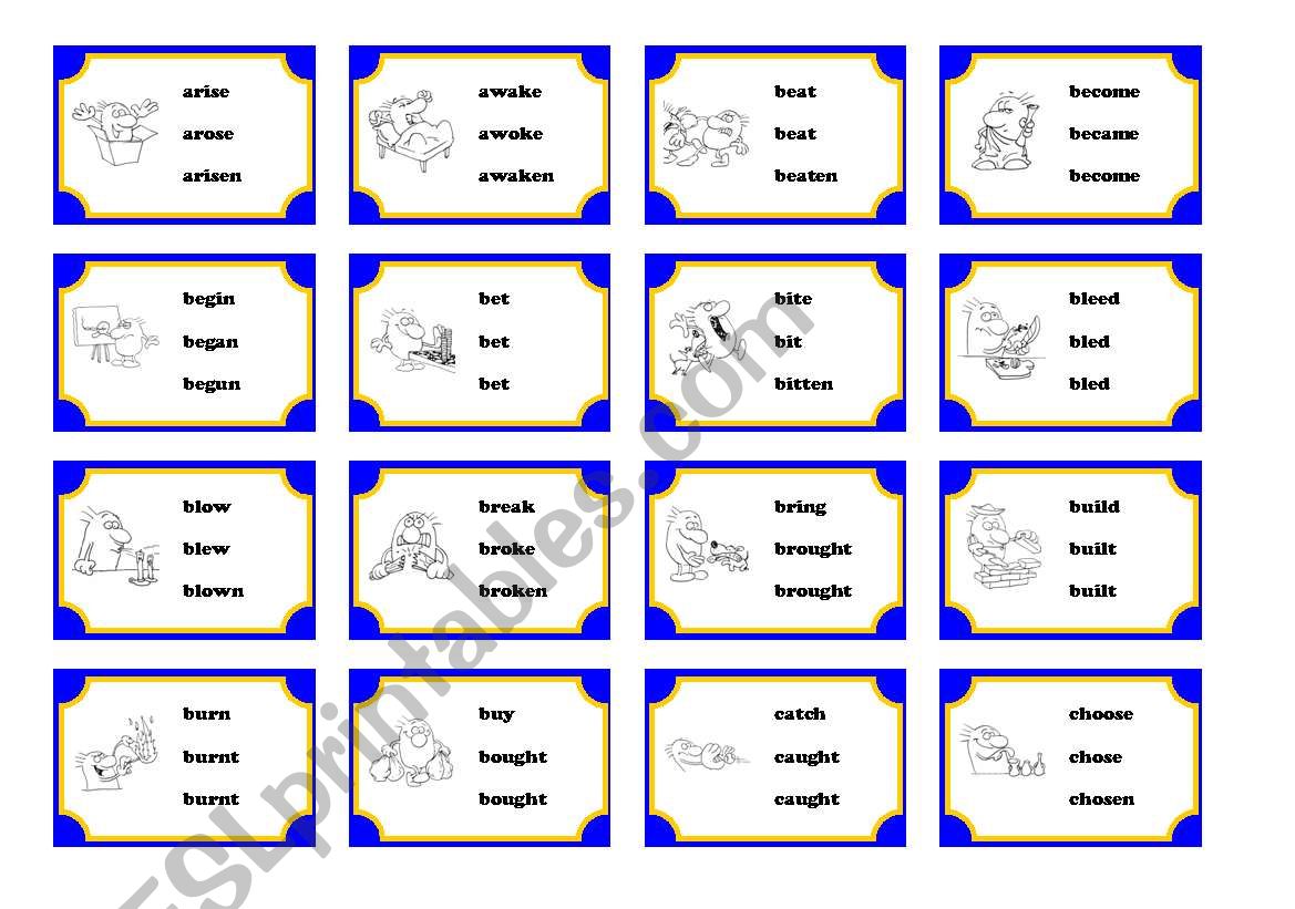 IRREGULAR VERBS - CARDS 1/3 worksheet