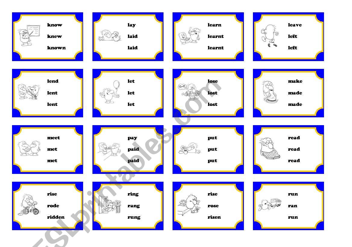 IRREGULAR VERBS - CARDS 2/3 worksheet