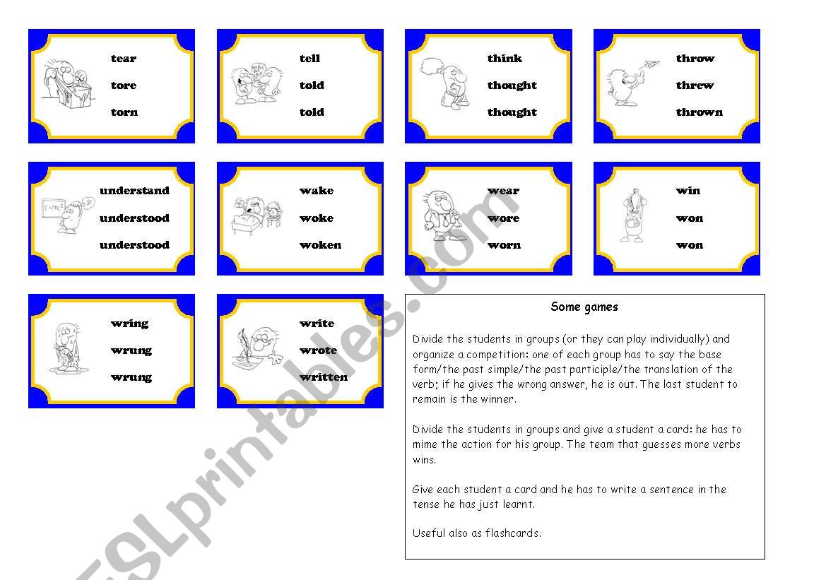 IRREGULAR VERBS - CARDS 3/3 worksheet