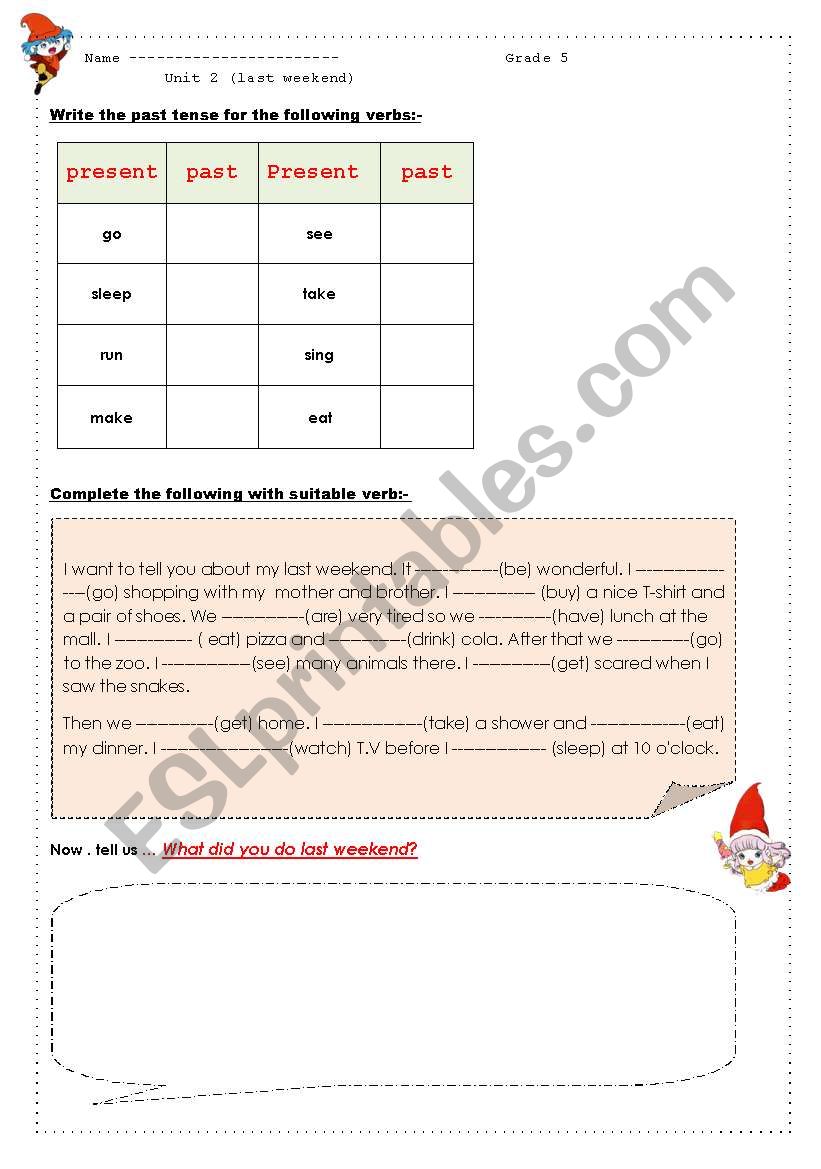 past tense worksheet worksheet