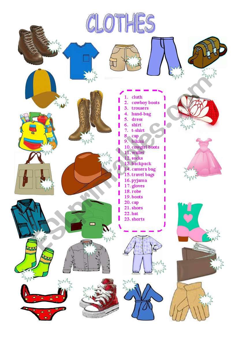 Clothes - ESL worksheet by bloodsugar