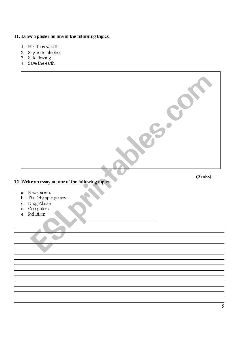 english worksheets english test paper for the students in grade 9