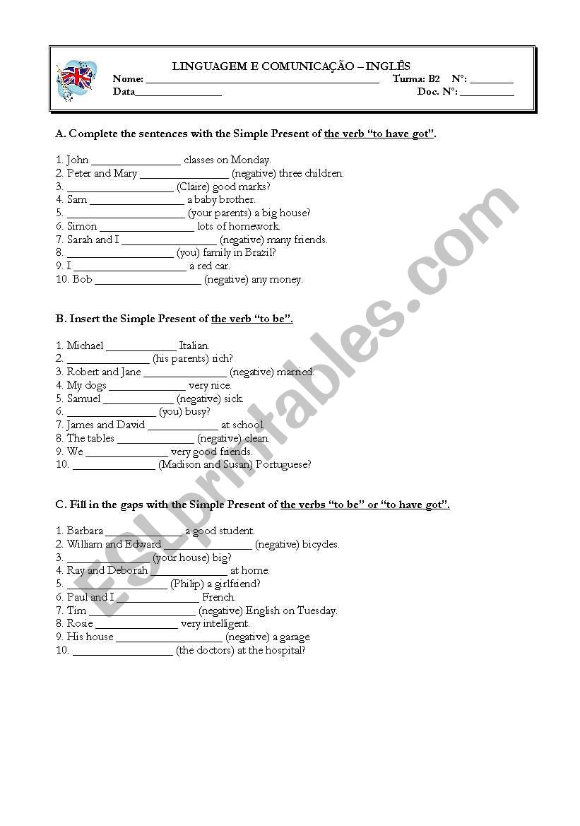 verbs worksheet