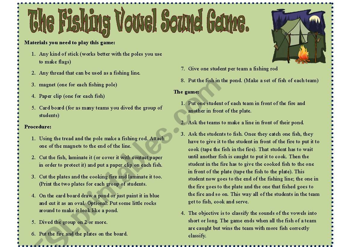 The fishing vowel sound game worksheet
