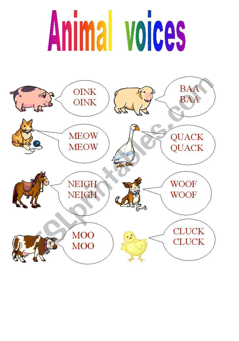 English worksheets: Animal english voices