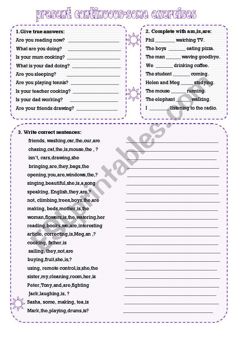 Present Continuous worksheet