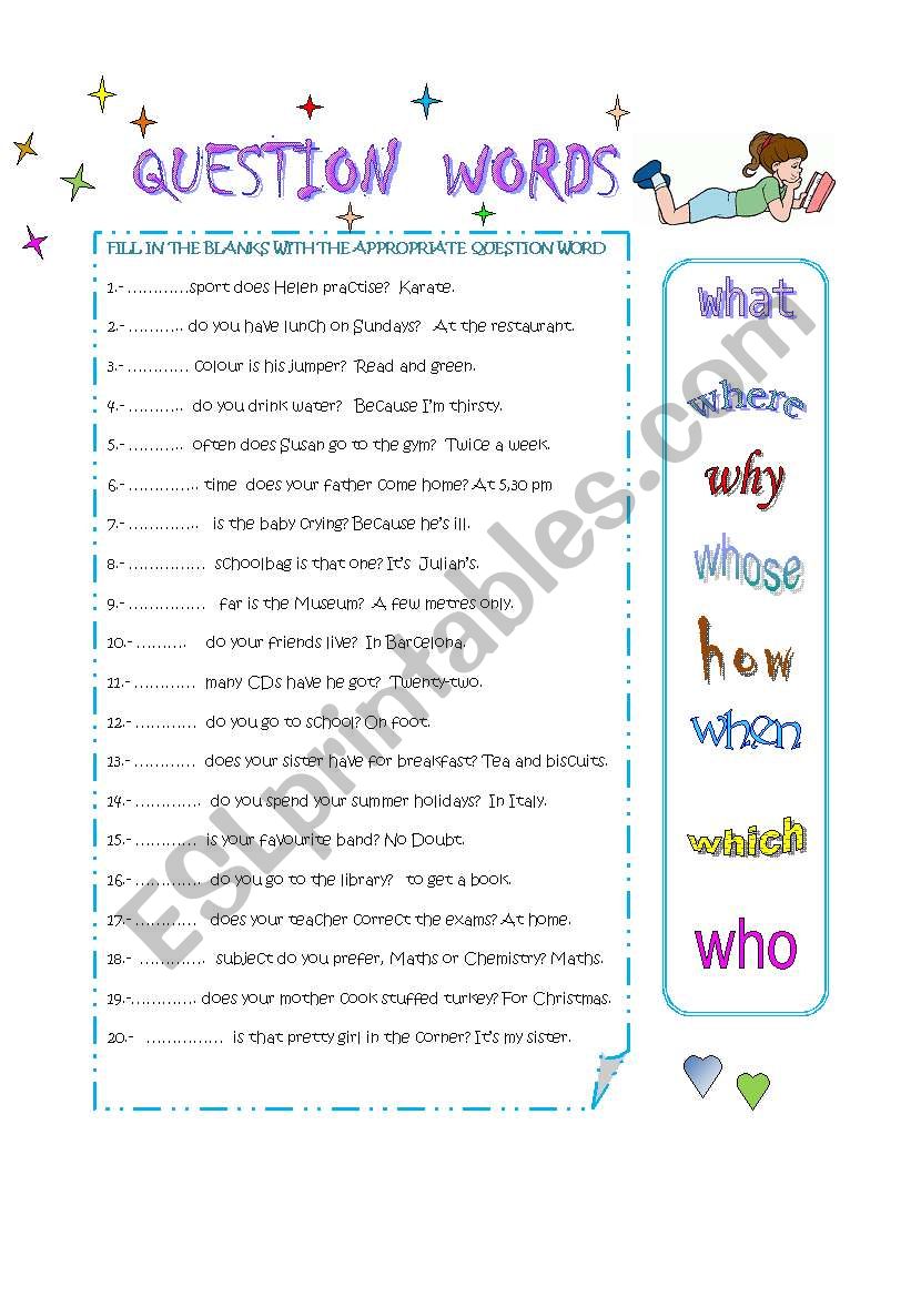 QUESTION WORDS worksheet