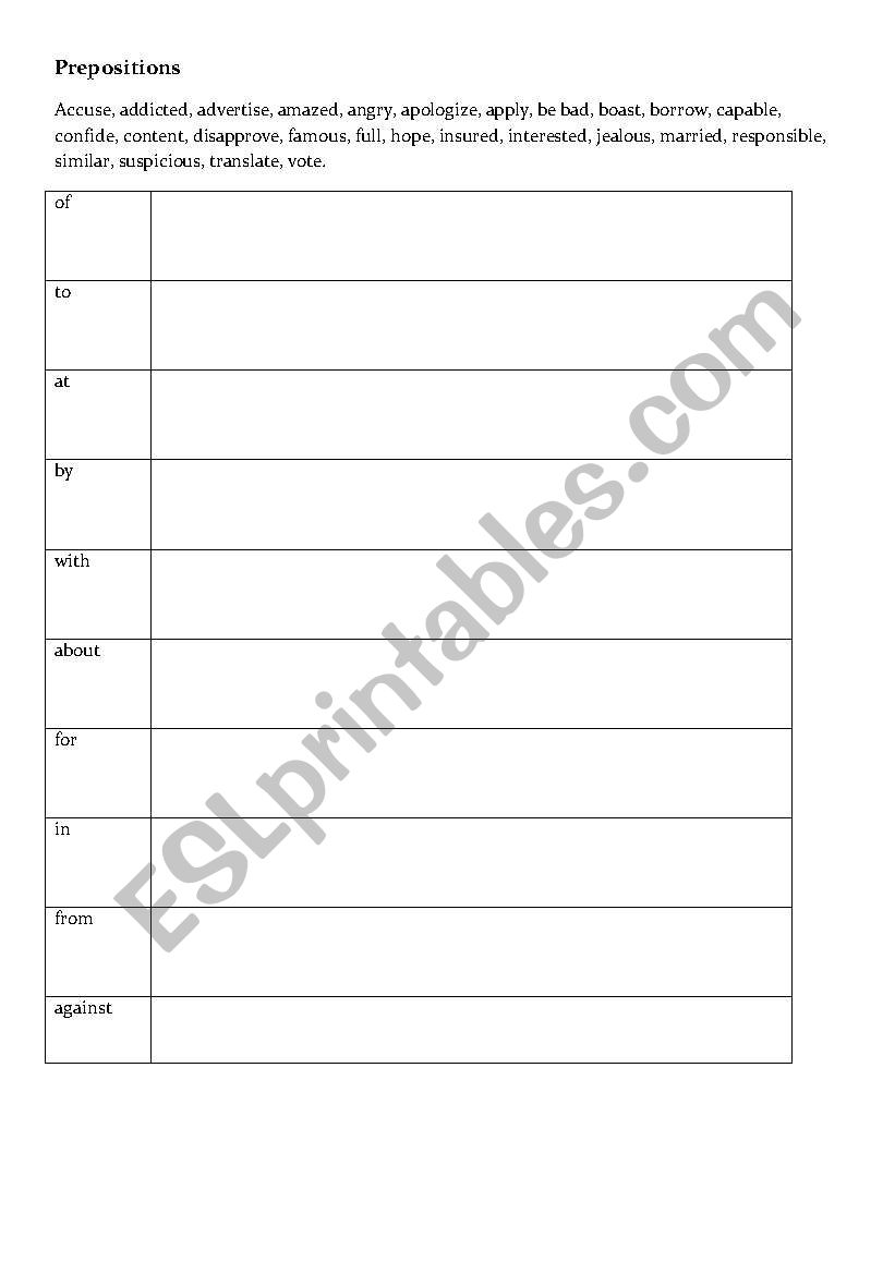 prepositions worksheet