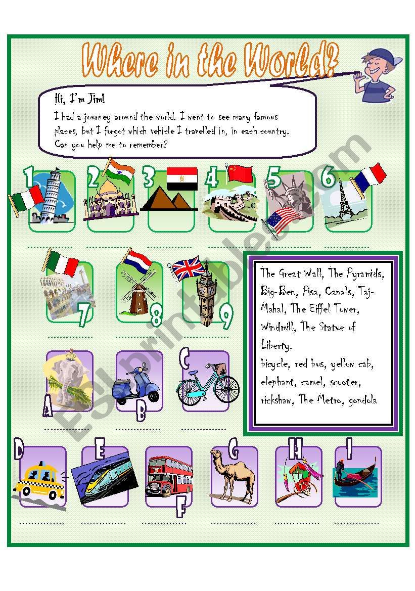 Where in the world? worksheet