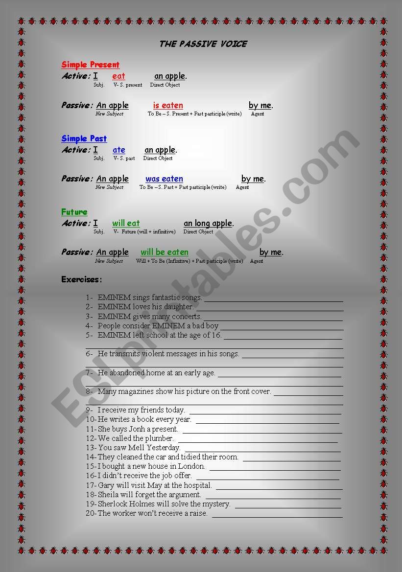 Passive voice worksheet